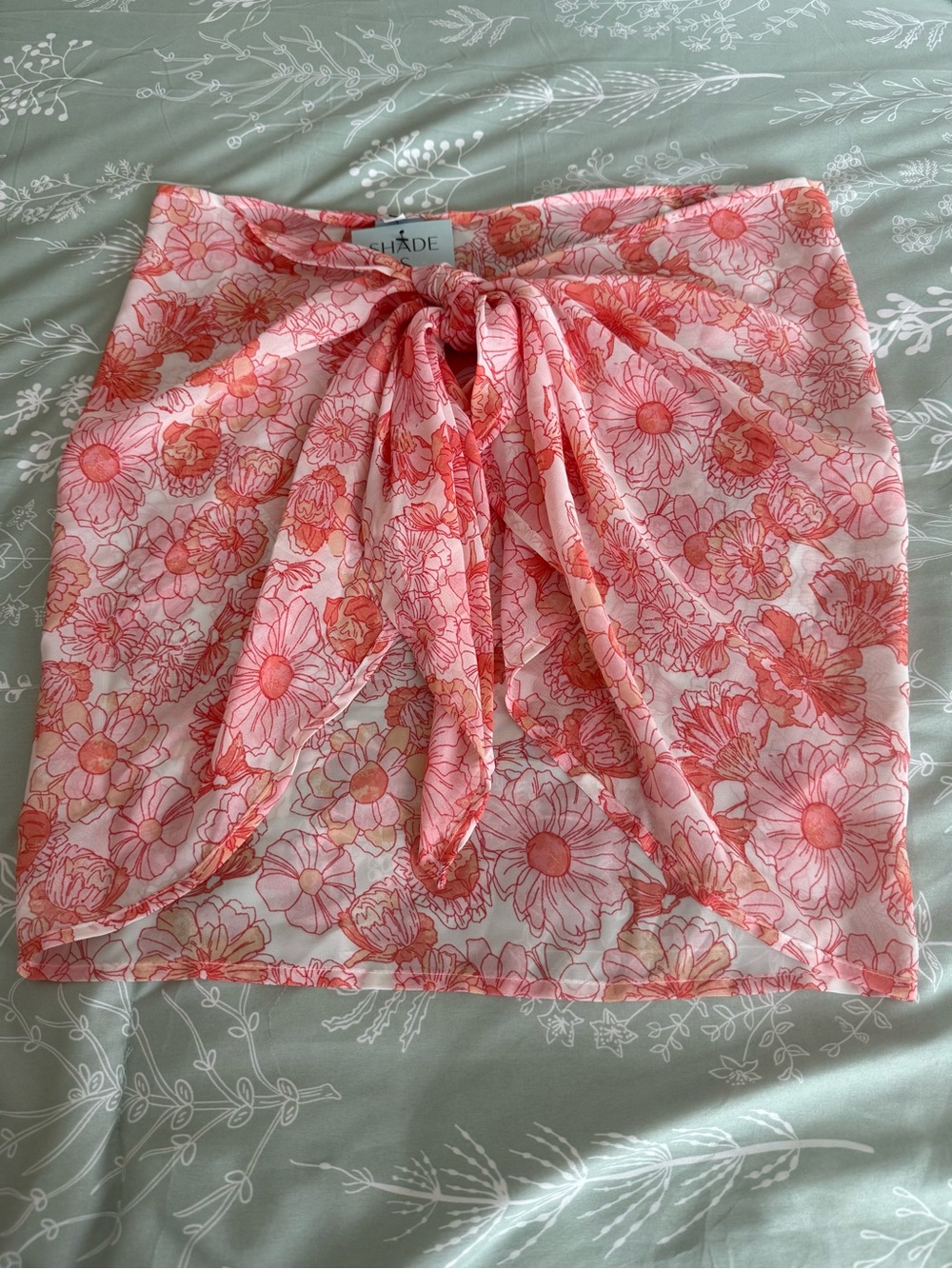 Shade & Shore Coral and Pink Floral Tie-Front Sarong